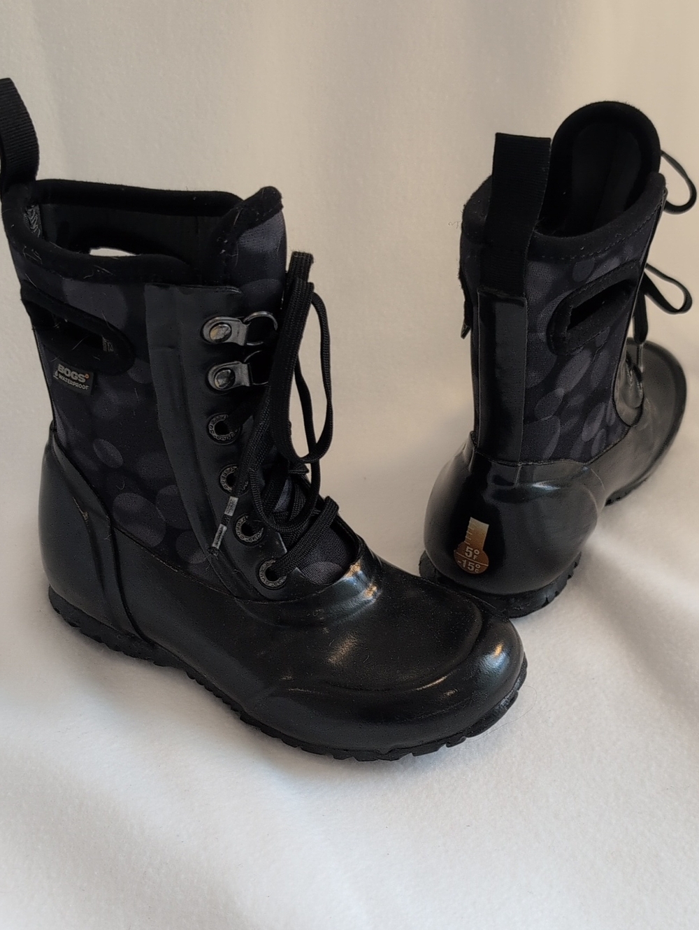 BOGS Kid's Waterproof Black Sidney Lace  Boots